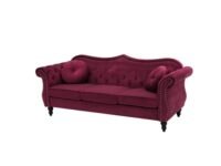 A to Z Furniture Velvet Couch for Living Room, Modern Chesterfield Sofa 3 Seater Couches Sleeper Sofa for Living Room Bedroom Office (Burgundy)