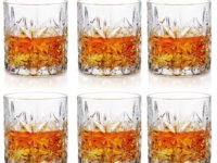 ABOUT SPACE Whiskey Glass (Set of 6) - 320ml Crystal Cut Barware Drinking Glasses for Whisky, Bourbon, Liquor, Wine, Cocktail Drinks - Transparent Old Vintage Fashioned Cocktail Tumblers Glassware
