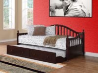 APRODZ Drummo Sheesham Wood Daybed with Trundle Bed (Rosewood - Mahogany)