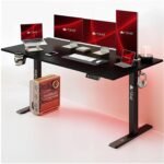 ARTIKEL Artidesk Lite X-Large Electric Height Adjustable Table for Office & Home | 160x75cm Sit Stand Desk | Big Workstation for Gaming & Work | 80Kg Load | Cup Holder, Headphone Hooks | Carbon Black