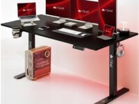 ARTIKEL Artidesk Lite X-Large Electric Height Adjustable Table for Office & Home | 160x75cm Sit Stand Desk | Big Workstation for Gaming & Work | 80Kg Load | Cup Holder, Headphone Hooks | Carbon Black