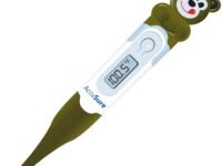 AccuSure Plastic Waterproof Instant Flexible&Soft Tip Digital Thermometer for Kids Edition-Bear Design High Accuracy 30 Second With Alarm 01 Years Warranty