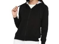 Alan Jones Clothing Women's Solid Zipper Hooded Sweatshirt | Front Zip, Ribbed Hem, Lined Hood, Casual Winter Wear