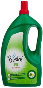 Amazon Brand - Presto! Dishwash Gel | Lime | 2 Litre Refill Jar | Dishwash Liquid | Cuts Through Grease | Safe On Hands