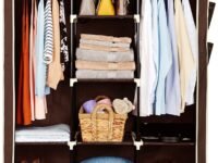 Amazon Brand - Solimo 3-Door Foldable Wardrobe, 8 Racks, Brown (Plastic,Fabric), 126 x 44 x 162 Centimeters