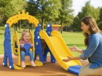 Amazon Brand - Solimo 3-in-1 Garden Castle Slide & Swing for Indoor & Outdoor Use | for Kids 2-8 Years Old | Safe & Fun | Ideal for Boys & Girls | Toy for Kids | Easy Assembly | Multicolor