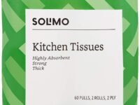 Amazon Brand - Solimo Kitchen Tissue Rolls | 2 Ply Kitchen Paper Roll | 120 Pulls | 60 Pulls x 2 Rolls | Food Safe | Highly Absorbent | OBA-Free | 100% Natural Virgin Cellulose Fiber