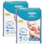 Amazon Brand - Supples Premium Baby Diaper Pants | 84 Baby Diapers | XXL | 15-25 Kg | 42 x 2 Packs | 12 Hrs Absorption | Cushiony Cotton Soft Fabric | Phthalates-Free | Triple Leak Guard