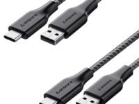 Ambrane Braided Type C Fast Charging Cable (Pack Of 2) Unbreakable 3A 1.5M For Smartphones,Tablets,Laptops & Other Type C Devices,Pd Technology,480Mbps Data Sync,Quick Charge 3.0 (Rct-15 Combo)-Black