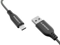 Ambrane Type C Cable 3A Fast Charging 1M Braided Cable for Iphone Smartphones, Tablets, Laptops & other Type C devices, 480Mbps Data Sync, Quick Charge 3.0 (RCT 10, Black)