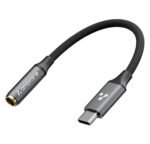 Ambrane Type C to 3.5mm Audio Jack Converter with DAC Headphone Adapter, Connector Cable for iPhone 16/15 Series, Samsung, OnePlus, Google Pixel, Laptops, Other Devices (AOTG-CX3, Black)