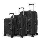 American Tourister 3PC Instavibe, Set Trolley Bag for Travel Polypropelene Suitcase with Mounted TSA Lock, Double Wheels, Flexi Packing Straps, and Side Hooks for Men & Women - Black