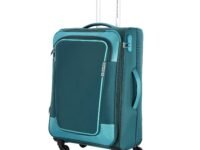 American Tourister Medium Icor () 70Cms|Carry On Trolley Bag for Travel|Wet Pocket|Expandable|Polyester Luggage|Combination Lock|4 Spinner Wheel Suitcase for Men & Women (Teal)|Light Weight & Durable