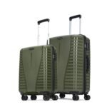 Aristocrat 2 Pc Airpro Set Cabin 55cm(Small) Check-in 66cm(Medium) 8 Wheels Spinner Trolley Bags for Travel Hard Case Luggage, Lightweight Bag, with Combination Lock & 3 Years Warranty (Green)