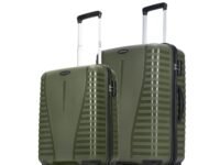 Aristocrat 2 Pc Airpro Set Cabin 55cm(Small) Check-in 66cm(Medium) 8 Wheels Spinner Trolley Bags for Travel Hard Case Luggage, Lightweight Bag, with Combination Lock & 3 Years Warranty (Green)