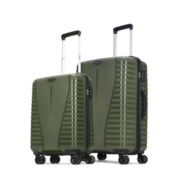 Aristocrat 2 Pc Airpro Set Cabin 55cm(Small) Check-in 66cm(Medium) 8 Wheels Spinner Trolley Bags for Travel Hard Case Luggage, Lightweight Bag, with Combination Lock & 3 Years Warranty (Green)