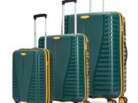 Aristocrat 3 Pc Airpro Plus Set Cabin 55Cm(Small) Check-in 66Cm(Medium) Check-in 76Cm(Large) 8 Wheel Spinners Trolley Bags for Travel Hard Case Luggage with TSA Lock & Anti-Theft Zipper(Green)