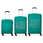 Aristocrat Duralite Set of 3 (Cabin, Medium & Large) Trolley Bag | Combination Lock | 8 Wheels | 3 Years International Warranty | Teal Blue