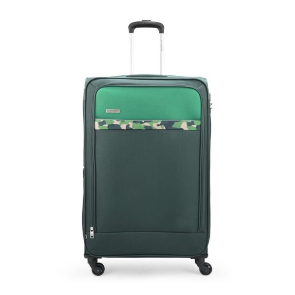 Aristocrat Large Commander 79Cms Premium Polyester with PVC Coating Soft Sided Check-in 4 Wheels Green Spinner Suitcase