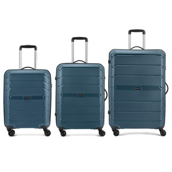 Aristocrat Liberty Set of 3 (Cabin+Medium+Large) Trolley Bag, 58+68+78Cm | Combination Lock | 8 Wheels | 5 Years International Warranty | Spanish Blue