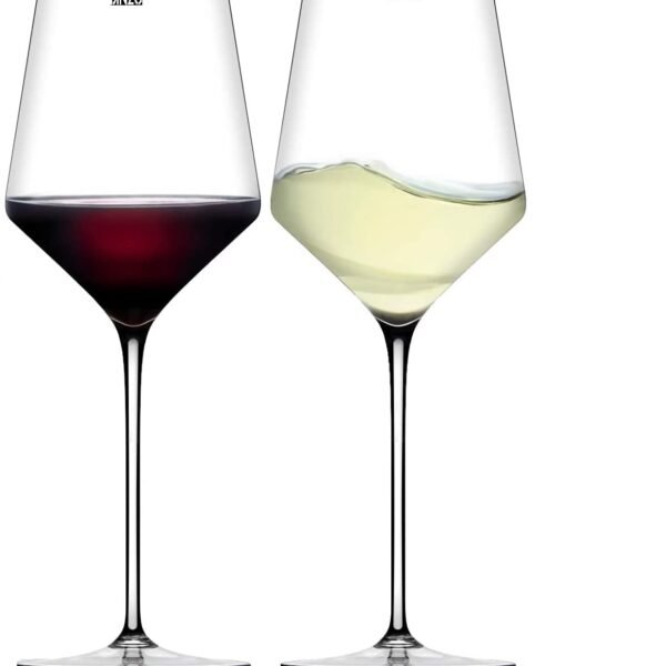 BINZO Crystal Wine Glasses, Red Wine Glass, Set of 2, 430 ml, Laser Cut Thin Rim, Long Stem, Perfect for Red or White, Ultra-Thin Light Weight for Wine Tasting, Perfect Glass Gifts, Pack of (2)