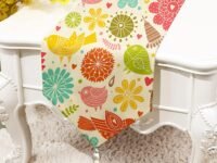 BRICK HOME Floral Printed Poly Cotton 4 Seater Table Runner and Bed Runner (13 x 60 Inches with Tassel)