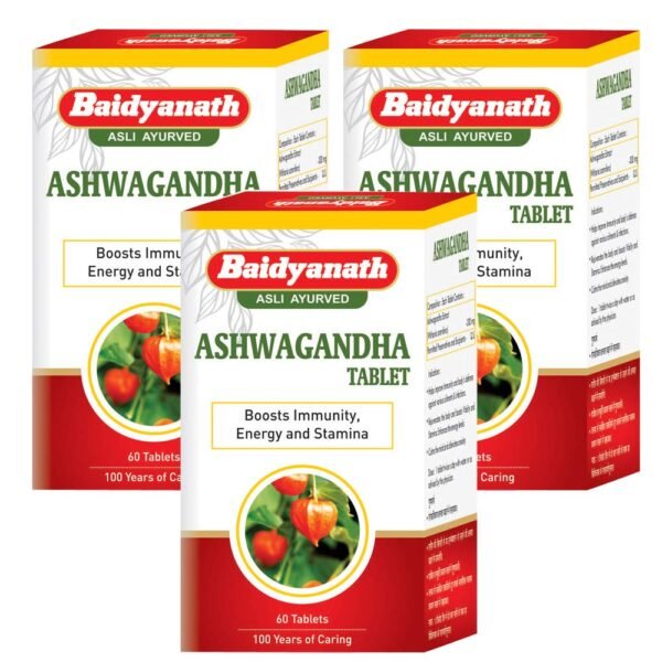 Baidyanath Asli Ayurved Ashwagandha 60 Tablets (Pack Of 3) | Rejuvenates Mind & Body | Improves Strength & Energy | Immunity Booster | Rich in Antioxidants