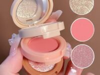 Bajajbeauty 3 in 1 face blusher + highlihger with mini compact palette | travel friendly mini face blush and highlihter palette (SHADE -1)