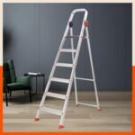Bathla Advance Pro 6-Step Foldable Aluminium Ladder for Home | Heavy-Duty & Anti-Slip Steps with Sure-Hinge Technology | 7-Year Manufacturer Warranty | Orange