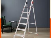 Bathla Advance Pro 6-Step Foldable Aluminium Ladder for Home | Heavy-Duty & Anti-Slip Steps with Sure-Hinge Technology | 7-Year Manufacturer Warranty | Orange