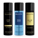 Bella Vita Luxury Body Parfum Gift Set for Men | Pack of 3 x 150ml | No Gas Deo for Man | CEO, Skai Aquatic & Klub | Long Lasting Fragrance with Tonka, Bergamot, Vanilla