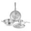 Bergner TriPro Tri-Ply Stainless Steel 4 Pcs Cookware Set - 22cm Indian Wok/Kadai with Lid, 22cm Frypan, 10cm Tadka Pan, Even Heating, Less Oil Use, Healthy Cooking - Induction and Gas Stove Ready
