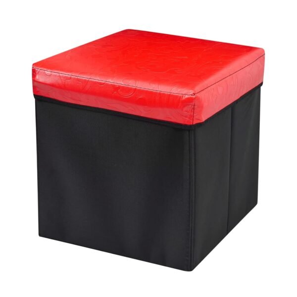 Black Gold Leather Feel Z27 Storage Stool for Living Room Box Storage Ottoman Space Saving Stool Fancy Stool 30CM (Red)
