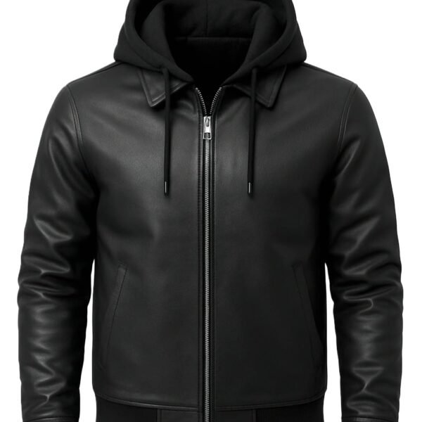 Blaq Ash Men's Removable Hood Biker Jacket