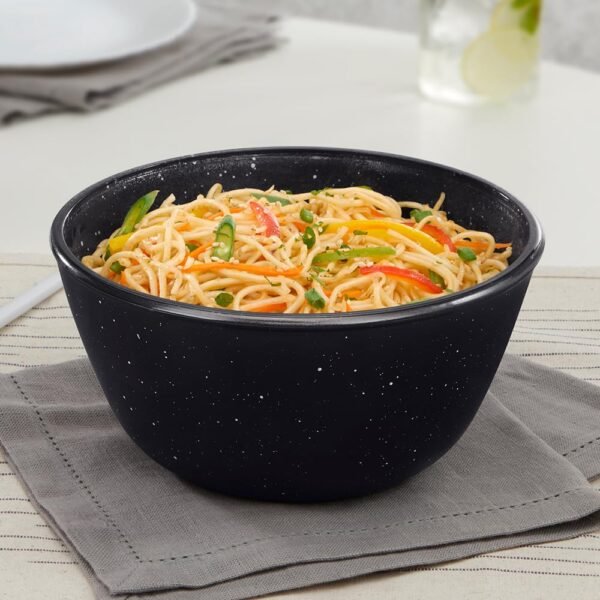 Borosil Serving & Mixing Bowl | Made in India Borosilicate Glass Bowl for Kitchen & Dinning | Bowl for Mixing Dough, Salad, Batter | Microwave & Dishwasher Safe (Black, Without Lid)