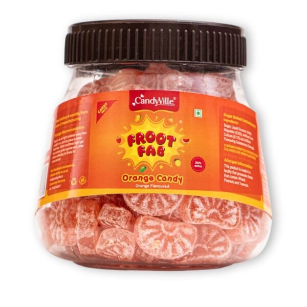 CandyVille Frootfab Orange Candy Jar (400 Gm) | Narangee Candy | Santra Goli | Orange Flavoured Candy