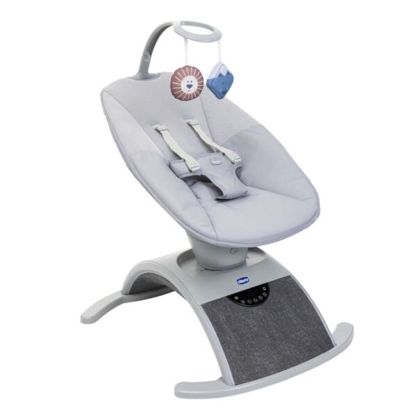 Chicco Comfy Wave Automatic Baby Bouncer / Swing with 3D Motion, For 0-6 months, Electric Rocker with 8 Soothing Movements & 5 Speeds, Adjustable Swing Cradle with Reclining Backrest, Vibration for Newborns & Infants with Toy Bar & Music, Touchscreen Display & Timer, (Upto 9 Kgs, Silver Spring Grey)