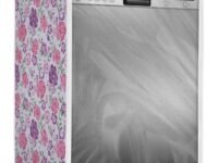 Classic® Dishwasher Cover Suitable for Midea of 12, 13, 14 and 15 Place Setting (63cmsX63cmsX81cms, White & Pink Flower)