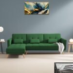 Convertible Futon LHS 4 Seater Sofa Cum Bed with Adjustable Backrest Sofa for Living Room (Green Colour) Premium Fabric Sofa