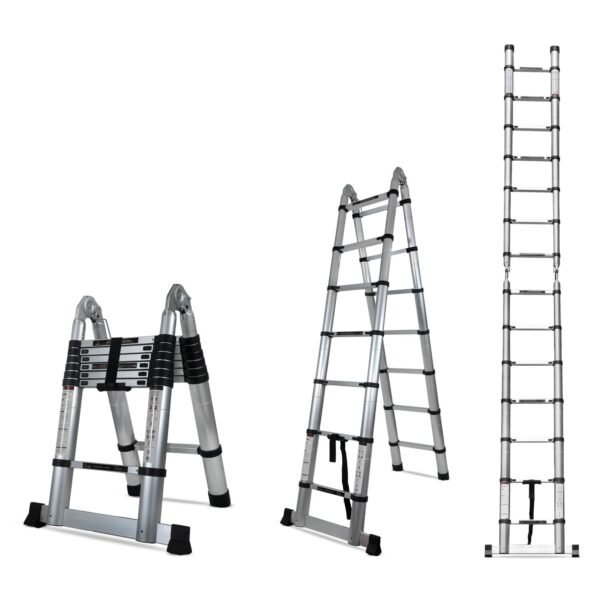 Corvids Portable and Compact 14.5 feet A Type Aluminium Telescopic Ladder with 14 Steps | 2-Year Warranty | for Household and Outdoor Use EN131 Certified (14.5 ft (4.4 m) - A Type)
