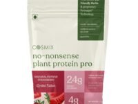Cosmix No-Nonsense Plant Protein Pro | 24g Plant Protein/Serve | Mahabaleshwar Strawberry | Clean Vegan Yeast Protein | Gut-Friendly | Easy to Digest | All Essential Amino Acids | Made with Real Mahabaleshwar Strawberries | 1kg