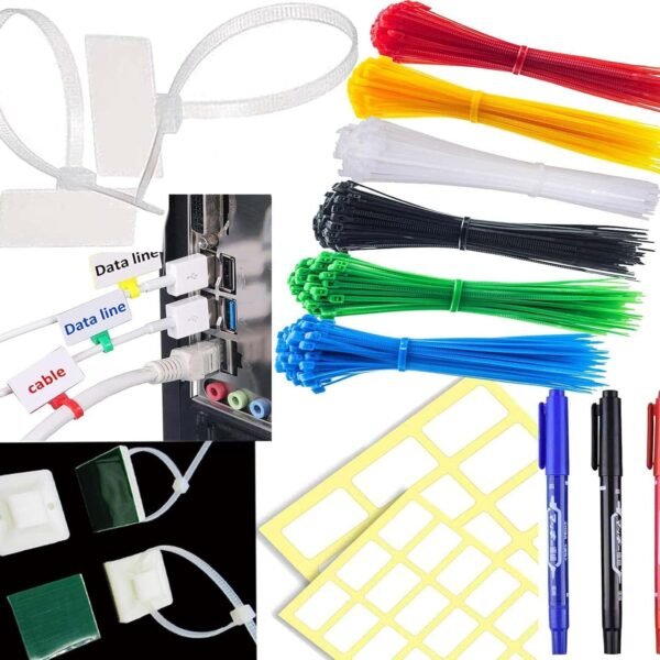 DIY Crafts 90, Cable Ties Tags Colourful Cable Ties Labels Self-Locking Cable Ties Marker White Labels and Marker for Cable, Cable and Cable Manage(90)