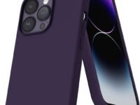 DIZORO Liquid Silicone Compatible for iPhone 14 Pro Case Gel Rubber with Microfiber Lining Non-Slip Full Body Protective Shockproof Back Cover (Deep Purple, 6.1 inch)