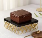 DSH Metal Cake Stand Square Cake Cutting Display Stand Multipurpose for Birthday and Wedding Party Used. (Samll, Black)