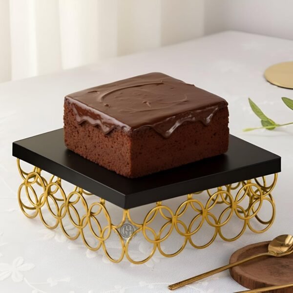 DSH Metal Cake Stand Square Cake Cutting Display Stand Multipurpose for Birthday and Wedding Party Used. (Samll, Black)