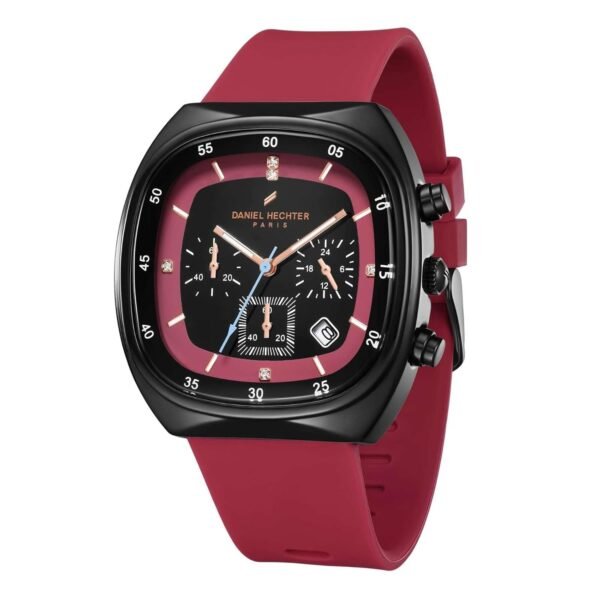 Daniel Hechter Paris Bercy Collection Modern Multi Functional Watch for Men with Square Dial and Silicon Band-DHM1001