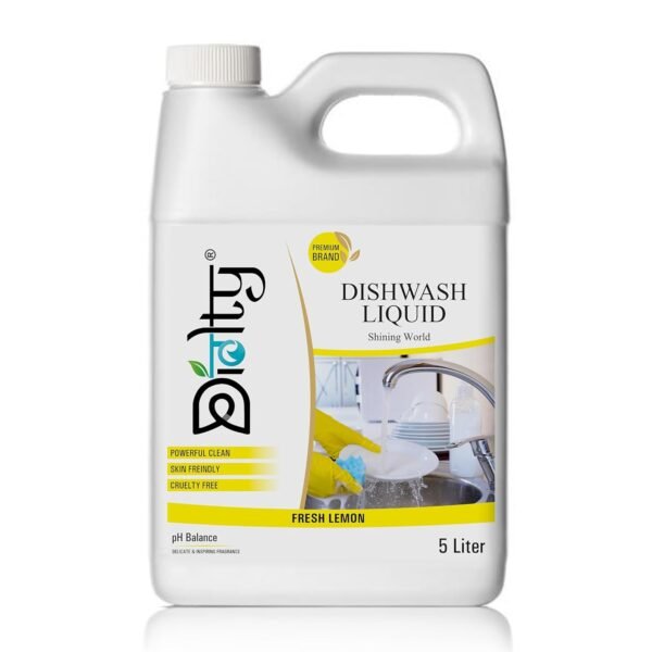 Diolty Dishwashing Liquid Gel 5L | Lemon Fragrance | Tough on Grease, Residue-Free | Non-Toxic, Gentle on Hands | Kitchen Utensil Cleaner