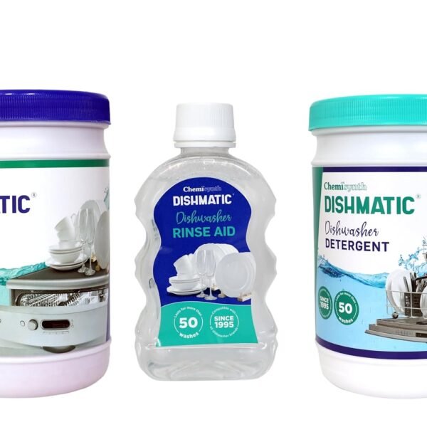 Dishmatic Dishwasher Detergent, Salt and Rinse Aid (1 kg * 1kg * 250 ML) | Automatic Dishwashing Powder & Liquid Combo Pack | Compatible with All Dish Washer Machine