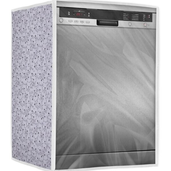 Dishwasher Cover Suitable for LG of 12, 13, 14 and 15 Place Setting (63cmsX63cmsX81cms, White & Grey)