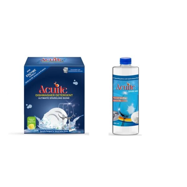 Dishwasher Detergent Powder 1Kg & Rinse Aid Liquid 500ml (Pack of 2) |Suitable for all Dishwasher